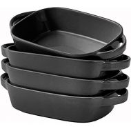 Bruntmor Ceramic Baking Dish for Roasting Lasagna Pan, Oven safe Bakeware Dish, Casserole Bakeware with Handle Rectangular Dish (7x5 (Set Of 4), Matte Black)