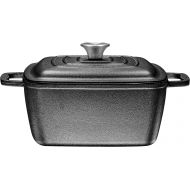 Bruntmor Pre-Seasoned Cast Iron Casserole Square Dutch Oven Pan with Cover, 3.8-Quart (Black)