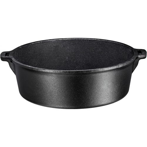  Bruntmor Pre-Seasoned Cast Iron Dutch Oven with Flanged Lid Iron Cover, for Campfire or Fireplace Cooking Pre-Seasoned Camping Cookware Flat Bottom 6-Quart