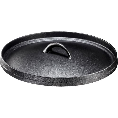  Bruntmor Pre-Seasoned Cast Iron Dutch Oven with Flanged Lid Iron Cover, for Campfire or Fireplace Cooking Pre-Seasoned Camping Cookware Flat Bottom 6-Quart