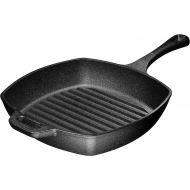 Bruntmor 10 Pre-seasoned Square Cast Iron Skillet Grill Pan for Grilling Bacon, Steak, and Meats, Stove, Fire and Oven Safe For Camping and Barbecue