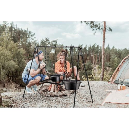  [아마존베스트]Bruntmor Grill Swing Campfire Cooking Stand BBQ Grill for Cookware & Dutch Oven Adjustable Collapsible Legs with Hooks & Accessories & Carrying Case