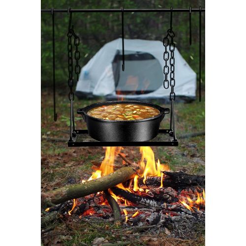  [아마존베스트]Bruntmor Grill Swing Campfire Cooking Stand BBQ Grill for Cookware & Dutch Oven Adjustable Collapsible Legs with Hooks & Accessories & Carrying Case