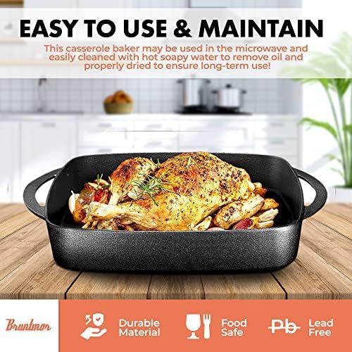  [아마존베스트]Bruntmor Pre-Seasoned Cast Iron Square Casserole Baker With Griddle Lid 2 in 1 Multi Baker Dish 10