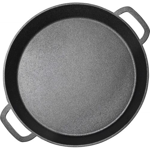  [아마존베스트]Bruntmor Pre Seasoned Cast Iron 16 inch Skillet Dual Handles Durable Frying Pan Deep Pizza Pan Large Loop Handles, Camping Skillet, Pizza Pan, Fry Pan - 2 Deep