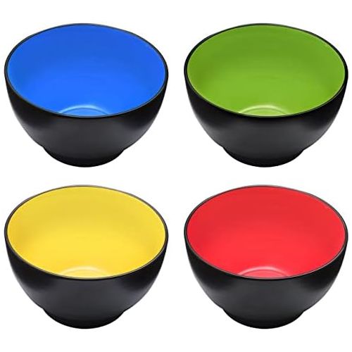  [아마존베스트]Bruntmor Ceramic Dessert Bowls Set  20 Oz Durable Non-toxic Ceramic Bowls set of 4, Elegant Multi-colored Variation for Rice, Ice-cream, Salad, and Cereal