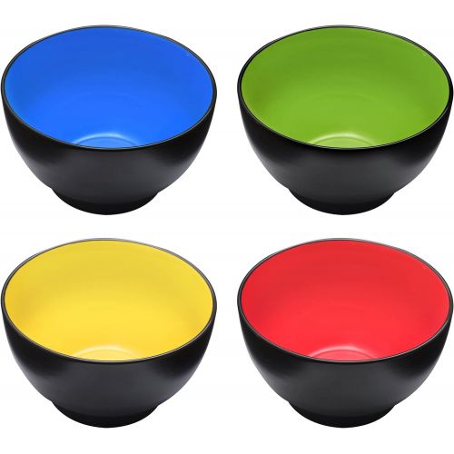  [아마존베스트]Bruntmor Ceramic Dessert Bowls Set  20 Oz Durable Non-toxic Ceramic Bowls set of 4, Elegant Multi-colored Variation for Rice, Ice-cream, Salad, and Cereal