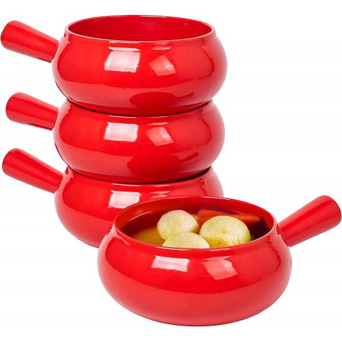  [아마존베스트]Bruntmor Set of 4 French Onion Soup Bowls with Handle - 17oz Porcelain Crock Serving Bowls for Cereal, Soup, Rice, Chili, Beef Stew, Oatmeal - Dishwasher and Oven Safe Bakeware, MA