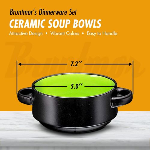  [아마존베스트]Bruntmor Porcelain 19 Oz. Soup Bowls With Handles - Oven Safe Bowls For French Onion Soup, Gradient Blue Oven Soup Bowls, Set Of 4