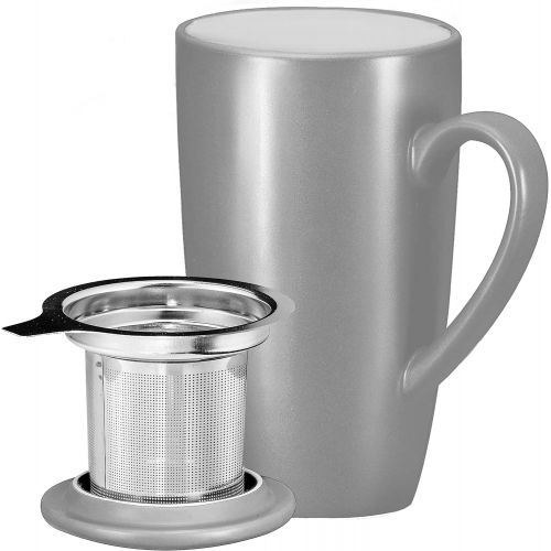  [아마존베스트]Bruntmor Ceramic Tea Infuser Mug With Stainless Steel Infuser And Removable Lid, Microwave Oven And Dishwasher Safe, Great For Use With Loose Tea Leaves And Sachets (16 oz, Gradien