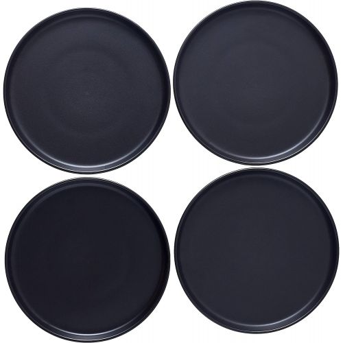  [아마존베스트]Bruntmor Set of 4 Elegant Matte 8 Round Ceramic Restaurant Serving Dinner Plates, Black