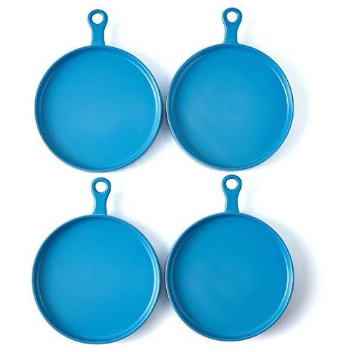  [아마존베스트]Bruntmor Set of 4, Porcelain 8 Inch Dinner Plates, Elegant Matte Serving Dinner Plates With Skillet Look Handle for Pizza, Steak, Pasta, Salad, Porcelain Dinner Plates Serving Tray