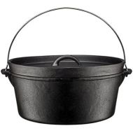 Bruntmor Pre Seasoned Cast Iron Dutch Oven with Flanged Lid Iron Cover, for Campfire or Fireplace Cooking Pre Seasoned Camping Cookware Flat Bottom 8 Quart