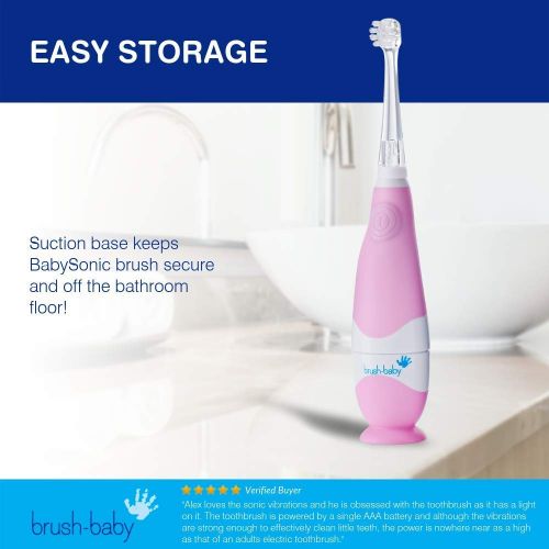  [아마존베스트]Brush-Baby Brush Baby BabySonic Electric Toothbrush for Ages 0-36 Months - Pink