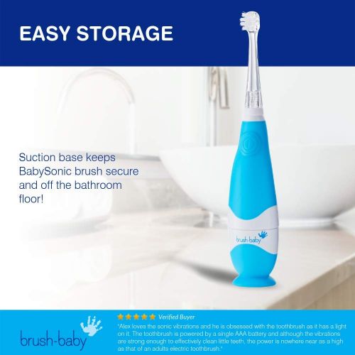  [아마존베스트]Brush-Baby Brush Baby BabySonic Electric Toothbrush for Ages 0-36 Months - Blue
