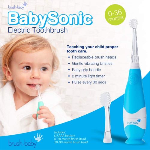  [아마존베스트]Brush-Baby Brush Baby BabySonic Electric Toothbrush for Ages 0-36 Months - Blue