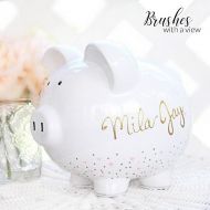 /Brusheswithaview Hand Painted Personalized Piggy Bank for Girls, Custom Hand Painted Piggy Bank, Piggy Bank for Girls, Baby Shower Gift, Large bank