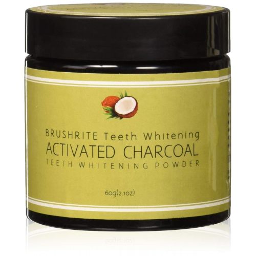  Brushrite Food Grade 100% Pure All Natural Coconut Shell Activated Charcoal for Teeth Whitening, Mint
