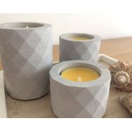 BrusselsMade Multi-sided light grey concrete tealight / set of 3