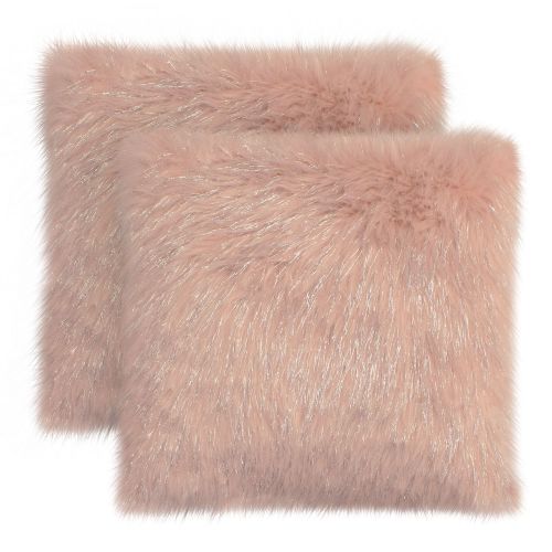  Bryant Home Tina Faux Fur 2-Pack Decorative Pillow Set, Blush