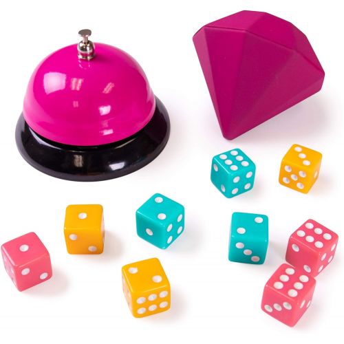 브라이벨리 [아마존베스트]Bunco: A Very Social Game | 12-Player Party Dice Game | Includes Dice, Scorecards, Pencils, Bell, & Squishy Traveling Jewel