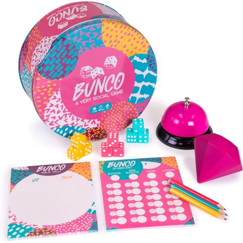 브라이벨리 [아마존베스트]Bunco: A Very Social Game | 12-Player Party Dice Game | Includes Dice, Scorecards, Pencils, Bell, & Squishy Traveling Jewel