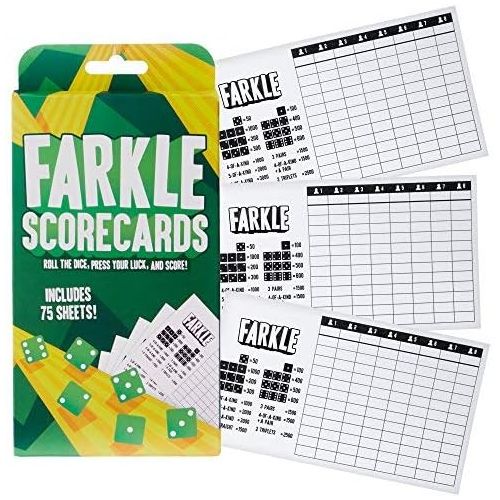 브라이벨리 [아마존베스트]Farkle: The Family Dice Game Bundle | Farkle Game Set, 75 Additional Scorecards | Includes Dice Cup, Set of 6 Green Dice, Storage Box, 100 Scorecards