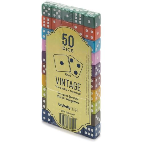 브라이벨리 [아마존베스트]50-pack Solid 6-sided Game Dice, 10 Sets of Vintage Colors, 16mm Dice for Board Games and Teaching Math by Brybelly