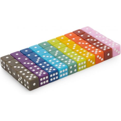 브라이벨리 [아마존베스트]50-pack Solid 6-sided Game Dice, 10 Sets of Vintage Colors, 16mm Dice for Board Games and Teaching Math by Brybelly