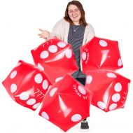 Brybelly 13 Jumbo Inflatable Dice Multipack | 5-Pack Large Red PVC Blow Up Pool Floatie for Casino Theme Party Decorations, Giant Outdoor Family Yard Games, Classroom Learning Resource for