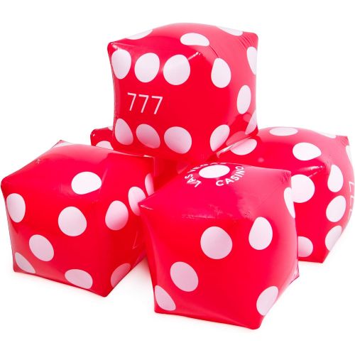 브라이벨리 Brybelly 13 Jumbo Inflatable Dice Multipack | 5-Pack Large Red PVC Blow Up Pool Floatie for Casino Theme Party Decorations, Giant Outdoor Family Yard Games, Classroom Learning Resource for