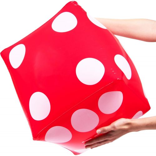 브라이벨리 Brybelly 13 Jumbo Inflatable Dice Multipack | 5-Pack Large Red PVC Blow Up Pool Floatie for Casino Theme Party Decorations, Giant Outdoor Family Yard Games, Classroom Learning Resource for