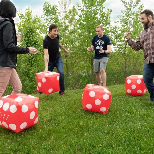 브라이벨리 Brybelly 13 Jumbo Inflatable Dice Multipack | 5-Pack Large Red PVC Blow Up Pool Floatie for Casino Theme Party Decorations, Giant Outdoor Family Yard Games, Classroom Learning Resource for