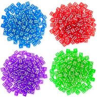 Brybelly 400 Count of 16mm Dice, 6-Sided  Purple, Blue, Green, Red Colored Dice  Great for Board Games & DIY Games