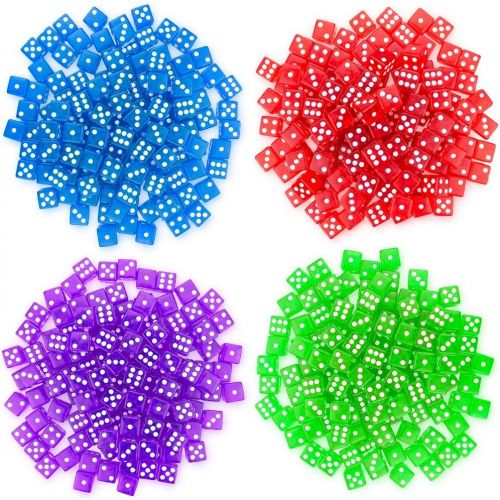 브라이벨리 Brybelly 400 Count of 16mm Dice, 6-Sided  Purple, Blue, Green, Red Colored Dice  Great for Board Games & DIY Games