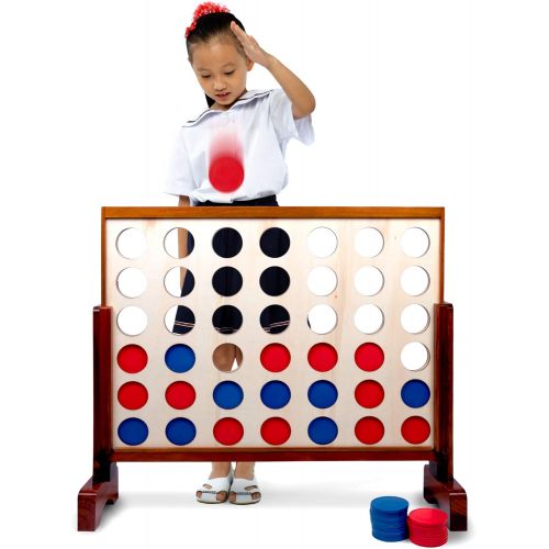 브라이벨리 Brybelly Giant Four in A Row | Classic Board Game for Outdoor Parties, BBQs, Weddings, and More | Great for Adults and Kids of All Ages | Oversized Game for Indoor/Outside Occasion