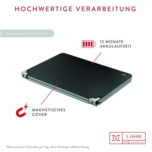  [아마존 핫딜]  [아마존핫딜]Brydge BRYDGE 11.0 Pro, Hochwertige Bluetooth Tastatur aus Aluminium, deutsches Layout QWERTZ, fuer das iPad Pro 11.0, inklusive magnetischem iPad Cover, silber