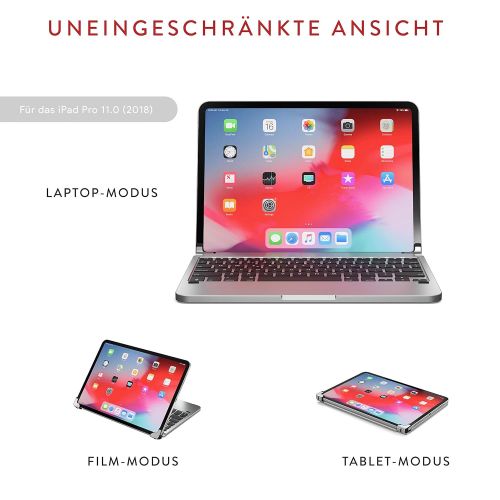  [아마존 핫딜]  [아마존핫딜]Brydge BRYDGE 11.0 Pro, Hochwertige Bluetooth Tastatur aus Aluminium, deutsches Layout QWERTZ, fuer das iPad Pro 11.0, inklusive magnetischem iPad Cover, silber