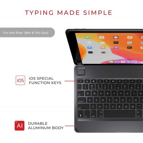  [아마존베스트]Brydge 10.2 Wireless Keyboard Compatible with iPad (8th Gen, 2020& 7th Gen, 2019), Backlit Keys, Long Battery Life (Space Gray)