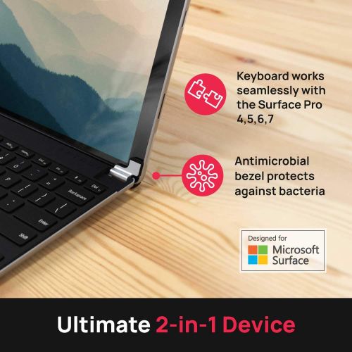  [아마존베스트]Brydge 12.3 Pro+ Wireless Keyboard with Precision Touchpad | Compatible with Microsoft Surface Pro 7, 6, 5 & 4 | Designed for Surface | (Silver)