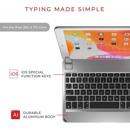  [아마존베스트]Brydge 10.2 Wireless Keyboard Compatible with iPad (7th Gen, 2019 & 8th Gen, 2020), Backlit Keys, Long Battery Life (Silver)