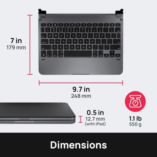  [아마존베스트]Brydge 11.0 Pro Wireless Keyboard | Compatible with iPad Pro 11-inch (2018 & 2nd Gen, 2020) | Backlit Keys | Long Battery Life | (Space Gray)