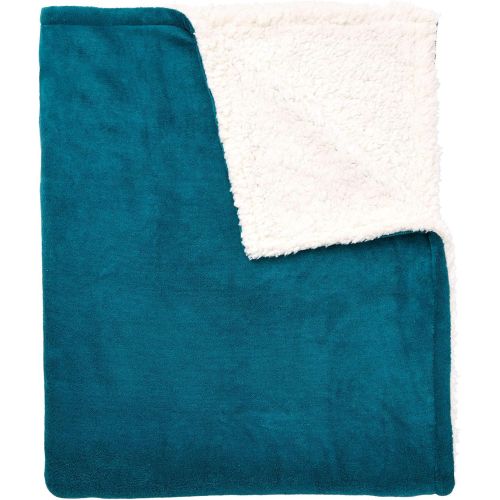  BrylaneHome Studio Sherpa Microfleece Reversible Blanket (Hunter Green,Queen)