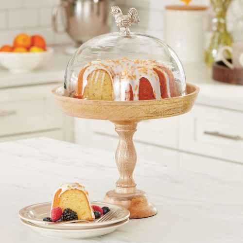  BrylaneHome Brylanehome Cake Stand With Rooster Dome