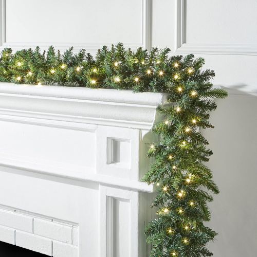  BrylaneHome Pre-Lit Arrow-Tip 9 Garland Christmas Garland, Green