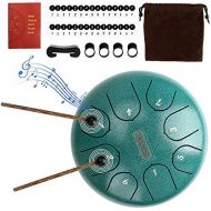 [아마존베스트]Brynnl Steel tongue drum, 6 inch hand pan drum, 8 notes, hand drum, percussion steel drum instrument with drumsticks, carry bags, music book, finger picks, tonic sticker