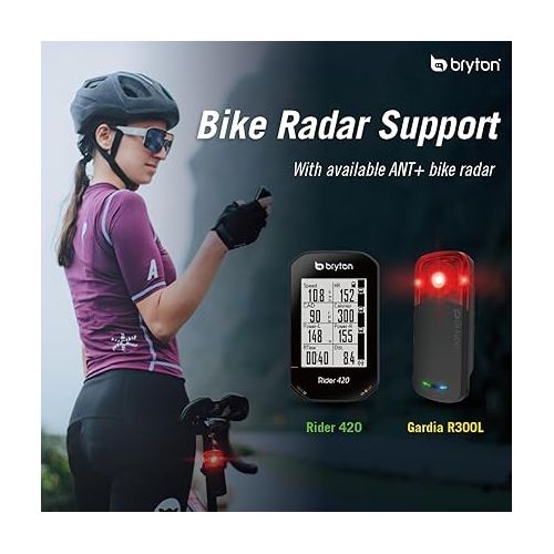  Bryton Rider 420 Wireless GPS Bike/Cycling Computer. Compatible with Bike Radar, 35hrs Long Battery Life, Navigation with Turn-by Turn Follow Track. Bluetooth ANT Bicycle Computer