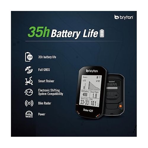  Bryton Rider 420 Wireless GPS Bike/Cycling Computer. Compatible with Bike Radar, 35hrs Long Battery Life, Navigation with Turn-by Turn Follow Track. Bluetooth ANT Bicycle Computer