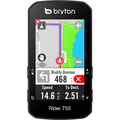  Bryton Rider 750T GPS Bike/Cycling Computer. USA Version. Color Touchscreen, Maps & Navigation, Smart Trainer Workout, Radar Support, 20h Battery. Incl. Device, Sport Mount & SPD/C