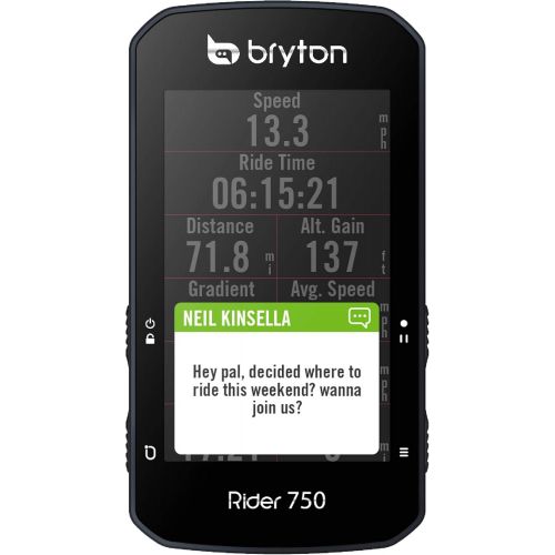  [아마존베스트]Bryton Rider 750 GPS Bike Computer. USA Map Version. Color Touchscreen, Maps & Navigation, Smart Trainer Workout, Radar Support, 20h Battery, E-Bike Compatible, ANT+ Sensor Support